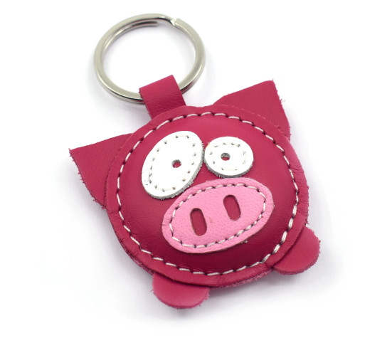 Rosa Schwein Leder Schlüsselanhänger
