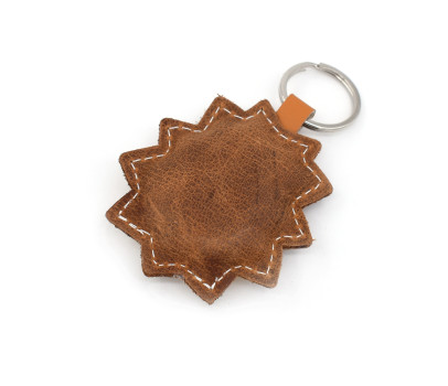 Yellow Lion Leather Keychain
