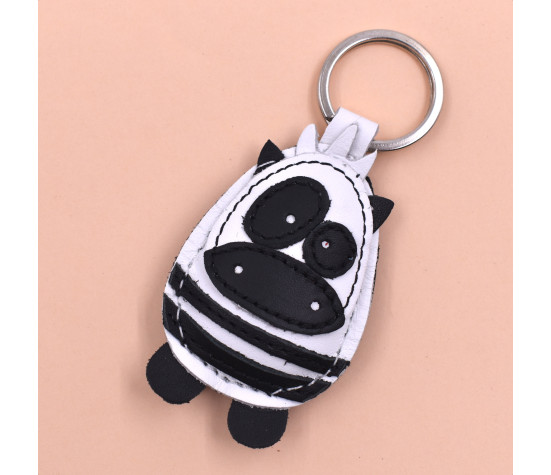 Zebra Leather Keychain