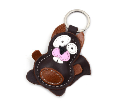 Squirrel Leather Keychain