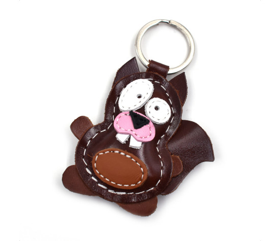 Squirrel Leather Keychain