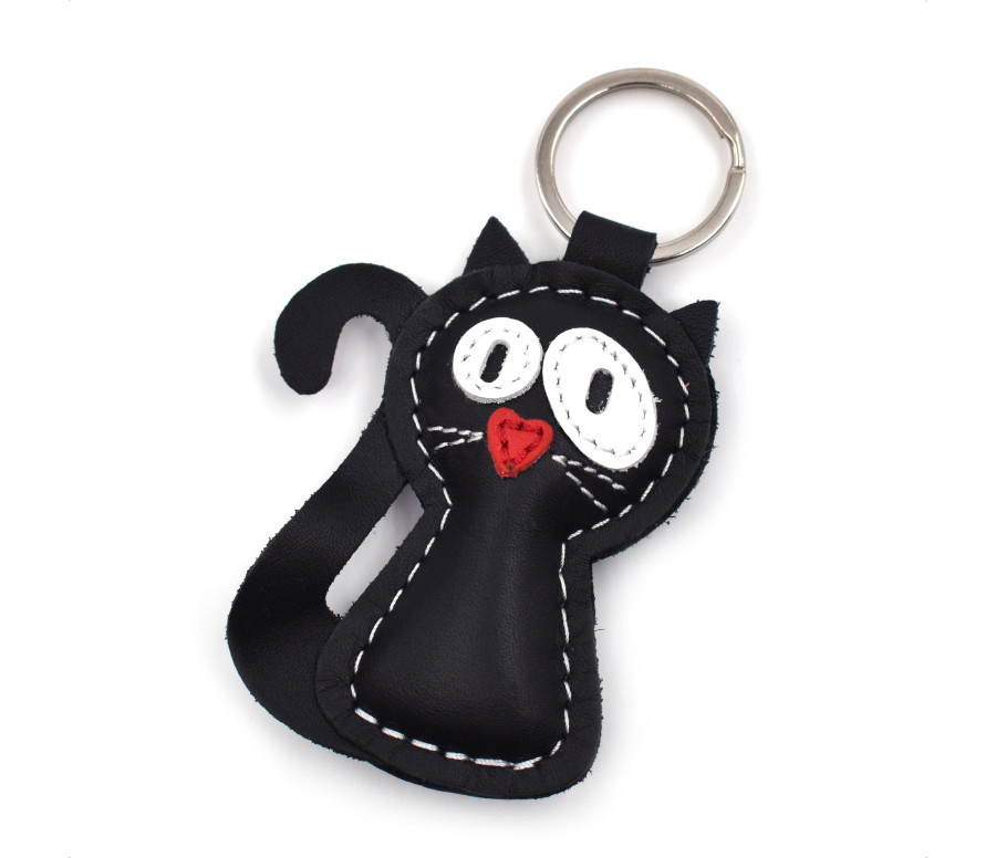 Katze Leder Schlüsselanhänger