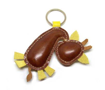 Gelbe Giraffe Leder Schlüsselanhänger