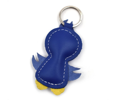 Dunkelblaue Vogel Leder Schlüsselanhänger