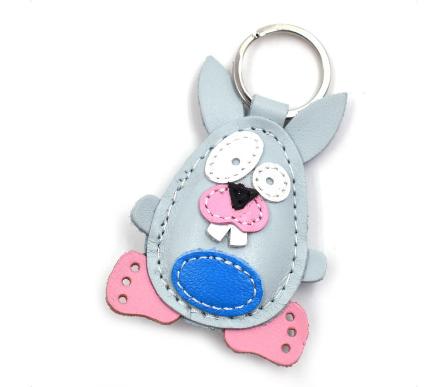 Chubby Rabbit Leather Keychain