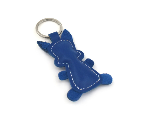 Blauer Hase Leder Schlüsselanhänger