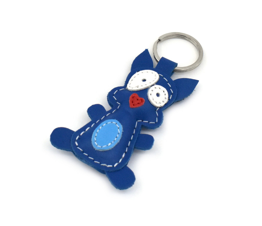 Blue Rabbit Leather Keychain Blue Rabbit Leather Keychain