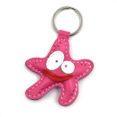 Pink Starfish Leather Keychain