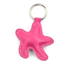 Pink Starfish Leather Keychain