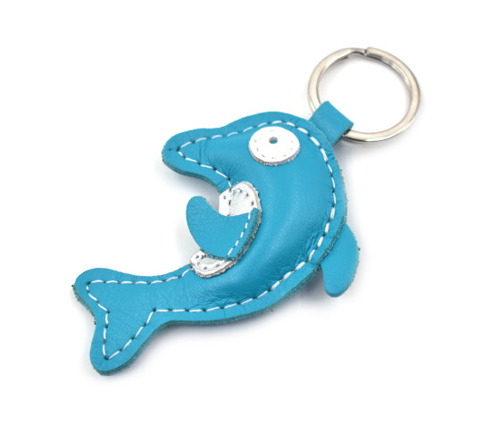 Dolphin Leather Keychain