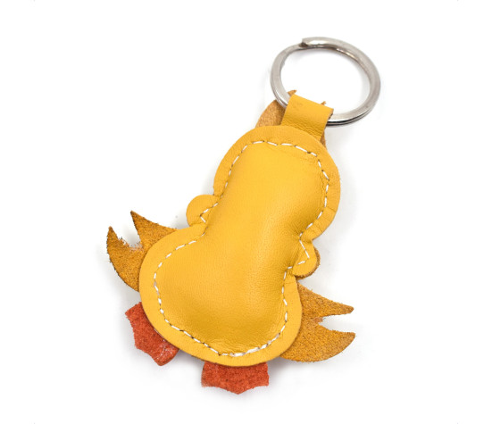 Gelbe Ente Leder Schlüsselanhänger
