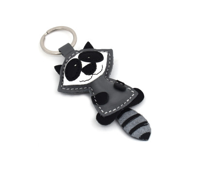 Raccoon Leather Keychain