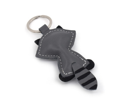 Raccoon Leather Keychain
