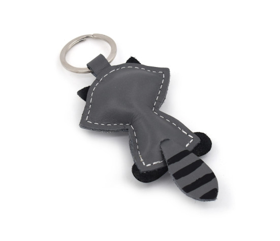 Raccoon Leather Keychain