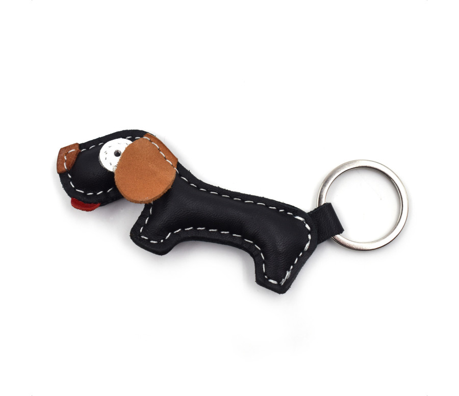 Dachshund Leather Keychain