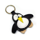 Black Penguin Leather Keychain