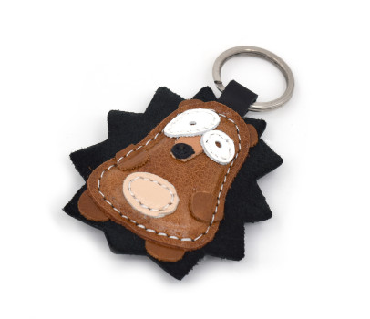 Brauner Igel Leder Schlüsselanhänger