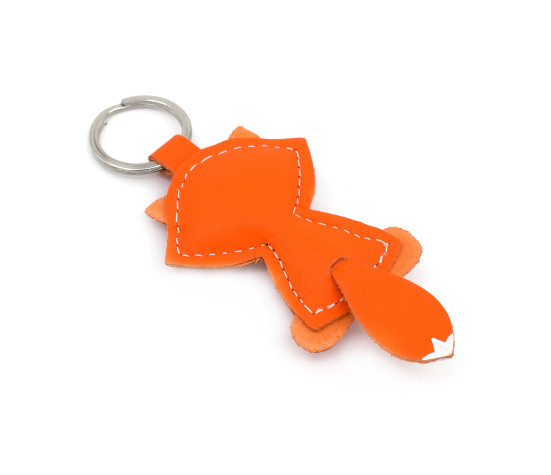 Orange Fuchs Leder Schlüsselanhänger