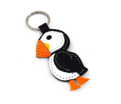 Icelandic Bird Puffin Leather Keychain