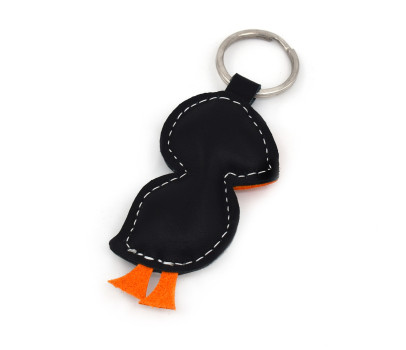 Icelandic Bird Puffin Leather Keychain