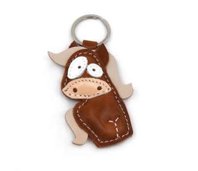 Brown Icelandic Horse Leather Keychain