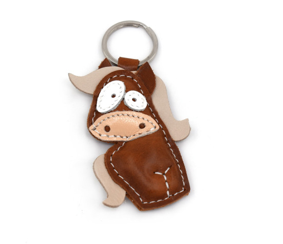 Brown Icelandic Horse Leather Keychain