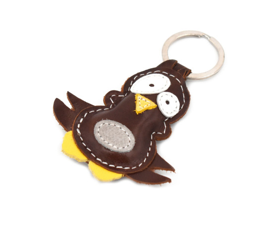 Brown Sparrow Animal Leather Keychain