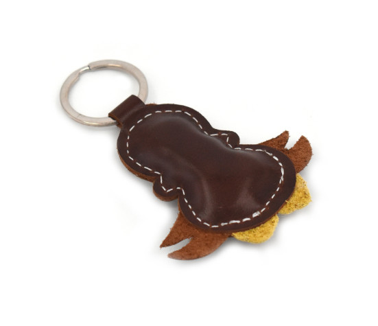 Brown Sparrow Animal Leather Keychain