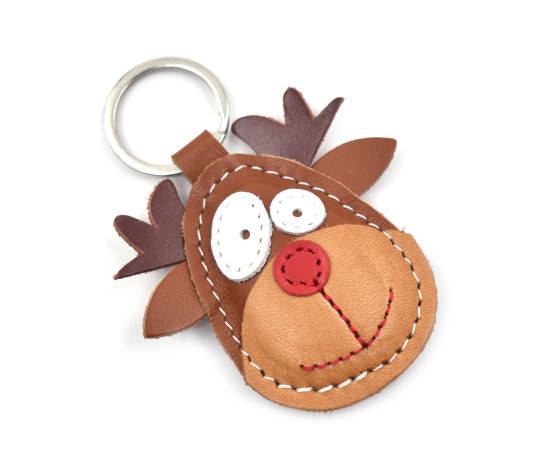 Brown Reindeer Leather Keychain
