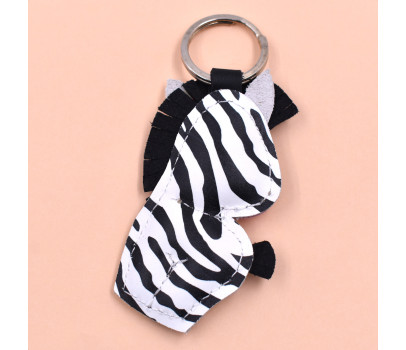 Zebra Leather Keychain
