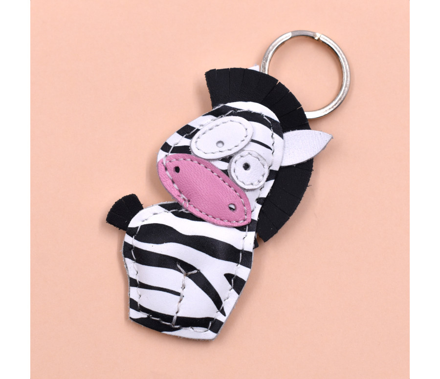 Zebra Leder Schlüsselanhänger