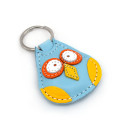Colorful Owls Leather Keychain
