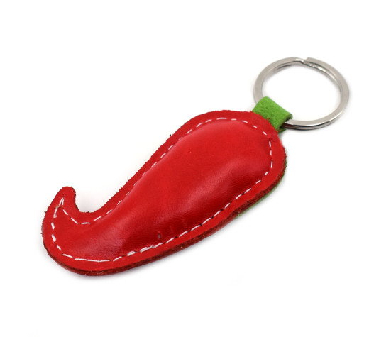 Scharfe Paprika Leder Schlüsselanhänger
