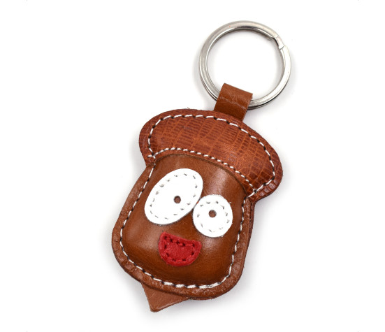 Acorn Leather Keychain