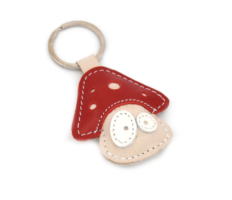 Mushroom Leather Keychain