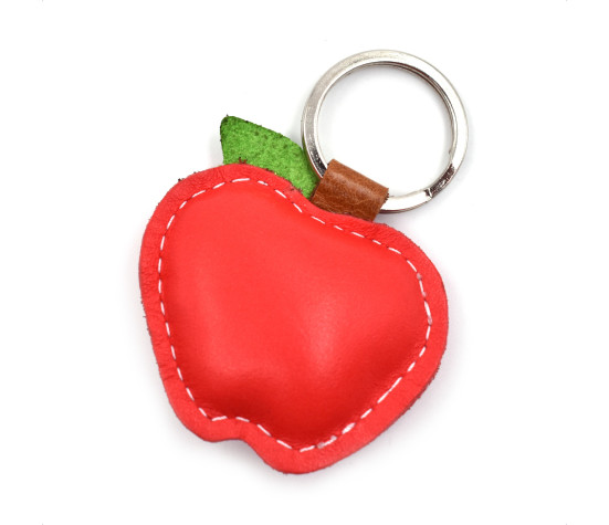 Roter Apfel Leder Schlüsselanhänger