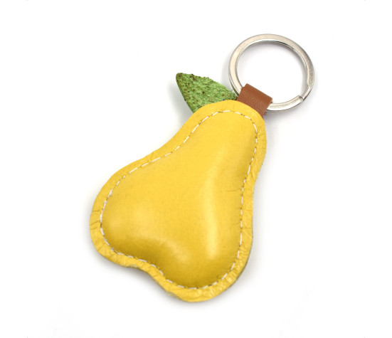 Smiling Pear Leather Keychain
