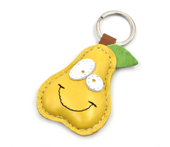 Smiling Pear Leather Keychain