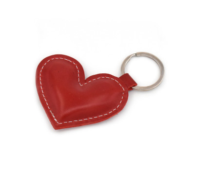 Red Heart Leather Keychain