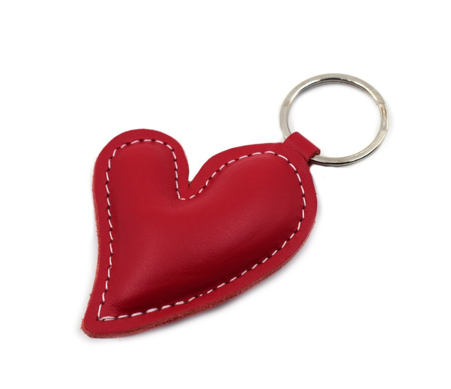 Red Heart 2 Leather Keychain