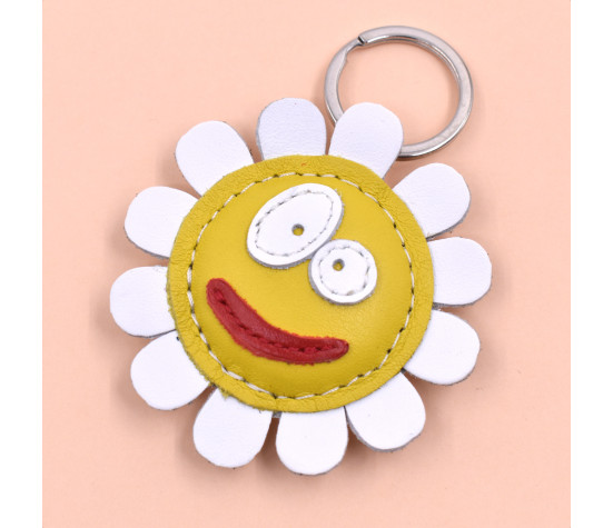 Daisy Leather Keychain