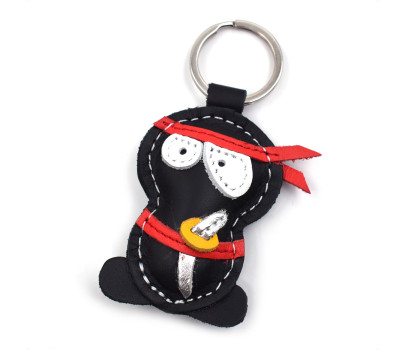 Cute Ninja Leather Keychain