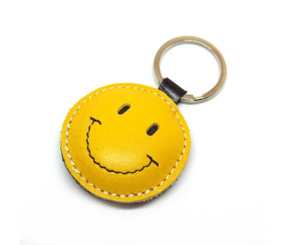 Smiley Leather Keychain