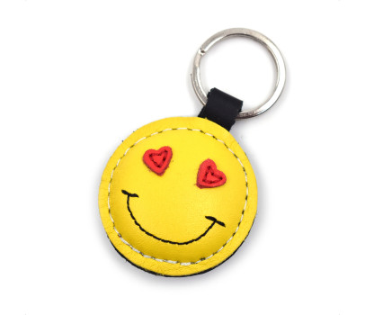 Verliebtes Smiley Leder Schlüsselanhänger