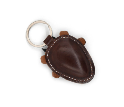 Brown Hedgehog Leather Keychain