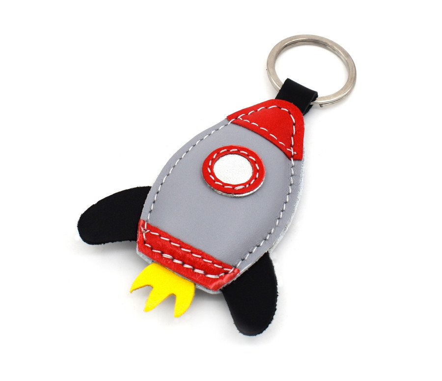 Rocket Leather Keychain