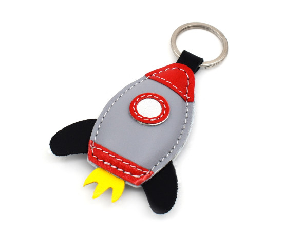 Rocket Leather Keychain