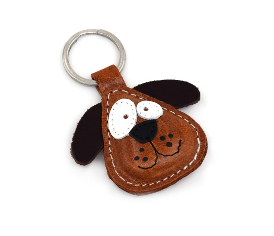 Brown Dog Leather Keychain