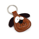 Brown Dog Leather Keychain
