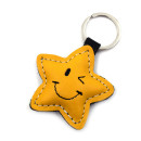 Winking Star Leather Keychain Winking Star Leather Keychain